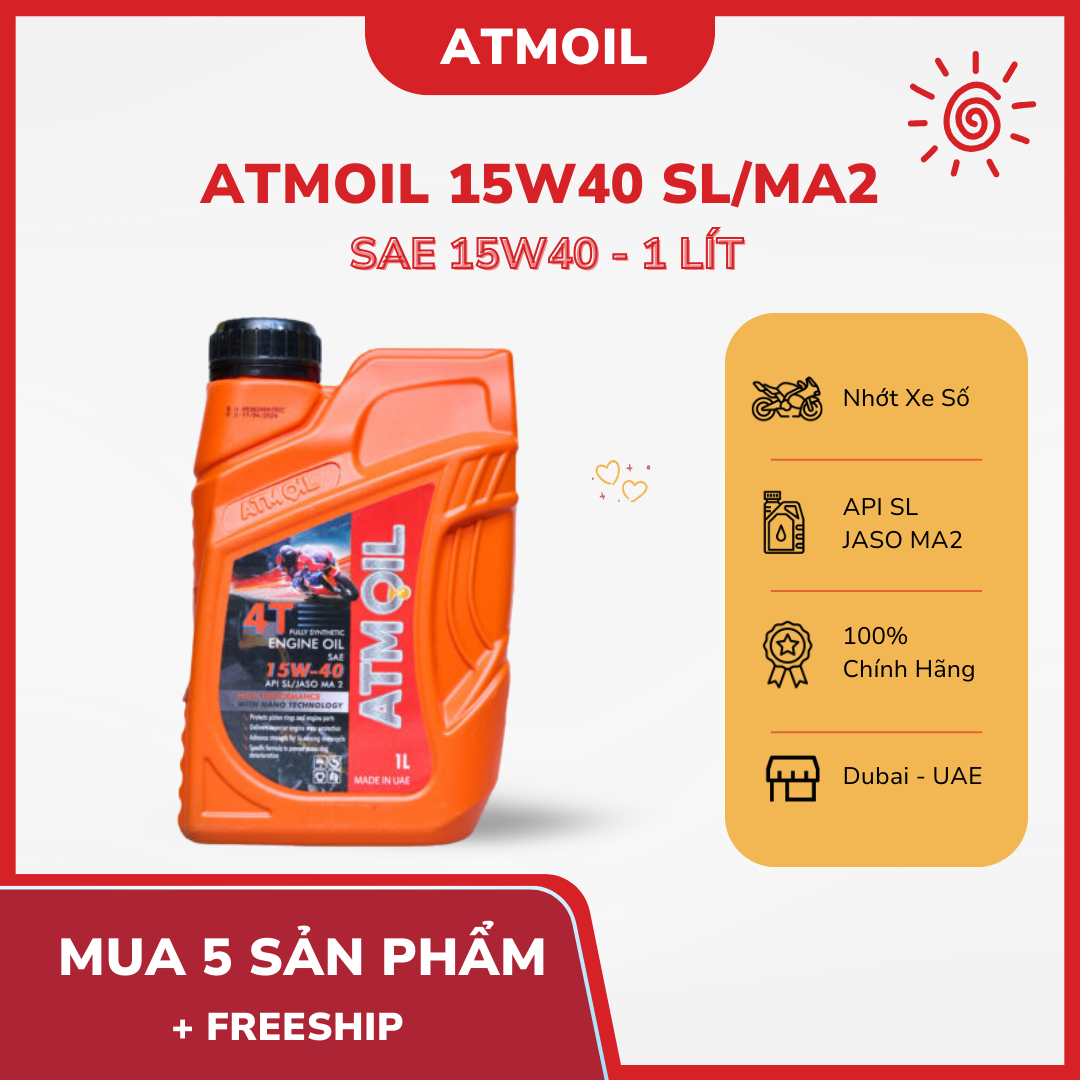 ATMOIL 15W40 SL/MA2 1L – Dầu nhớt cho xe số